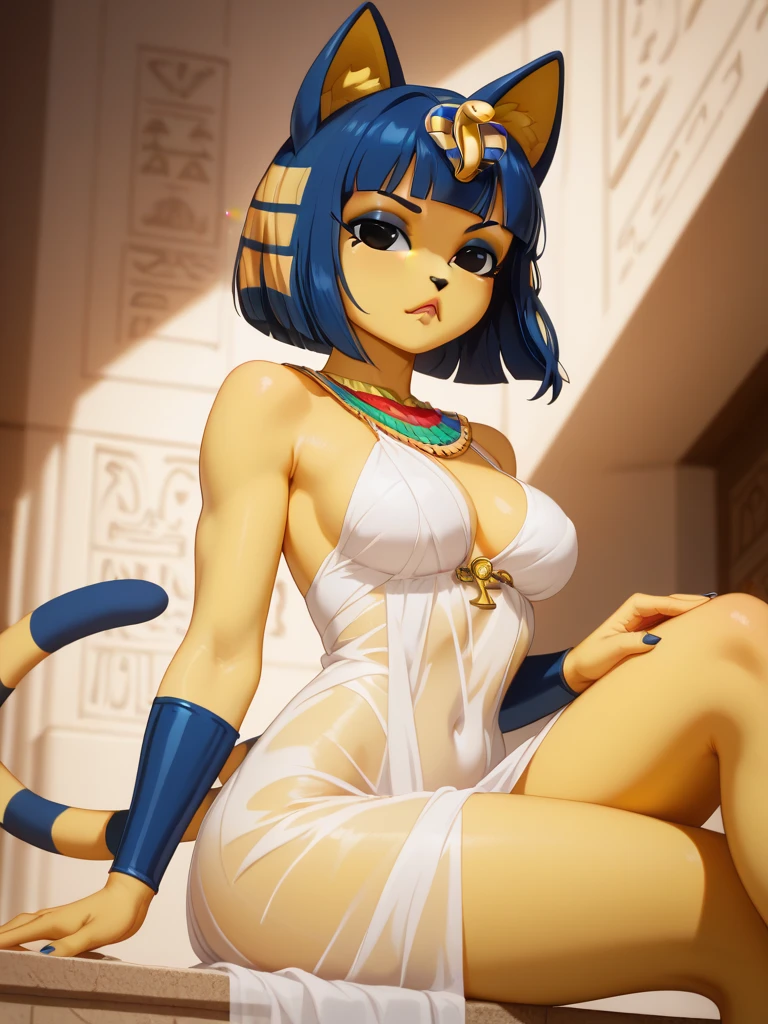 (masterpiece, best quality), intricate details,
1girl, ankha, yellow skin, smug, cat ears, (Gigantic breeasts:1.2), (huge cleavage)