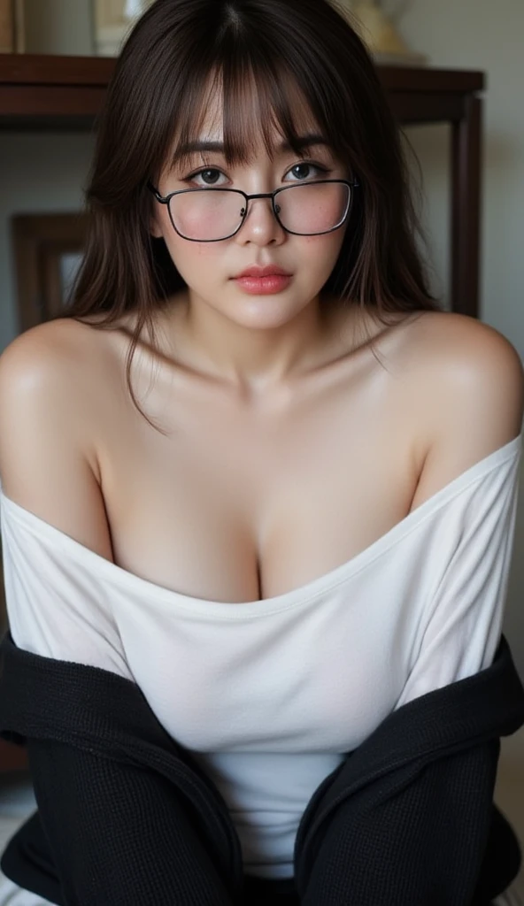(Super beautiful woman)、((highest quality、8K masterpiece:1.3))、sharp focus:1.2、(super beautiful face:1.0)、(shiny skin:1.0)、realistic pictures、black hair、video lighting、High resolution eyes and face、video lighting、japanese actress、from the front、((big tight breasts))、((large breast)),with a happy smile、Slender abs beauty、whole body、in Kyoto、(((erect nipples)))、In Kyoto at night、wearing glasses with no edge、with a fan, ((thick thigh)), ((cheerfull smile on face)), ((nude)), ((thick pussy)),