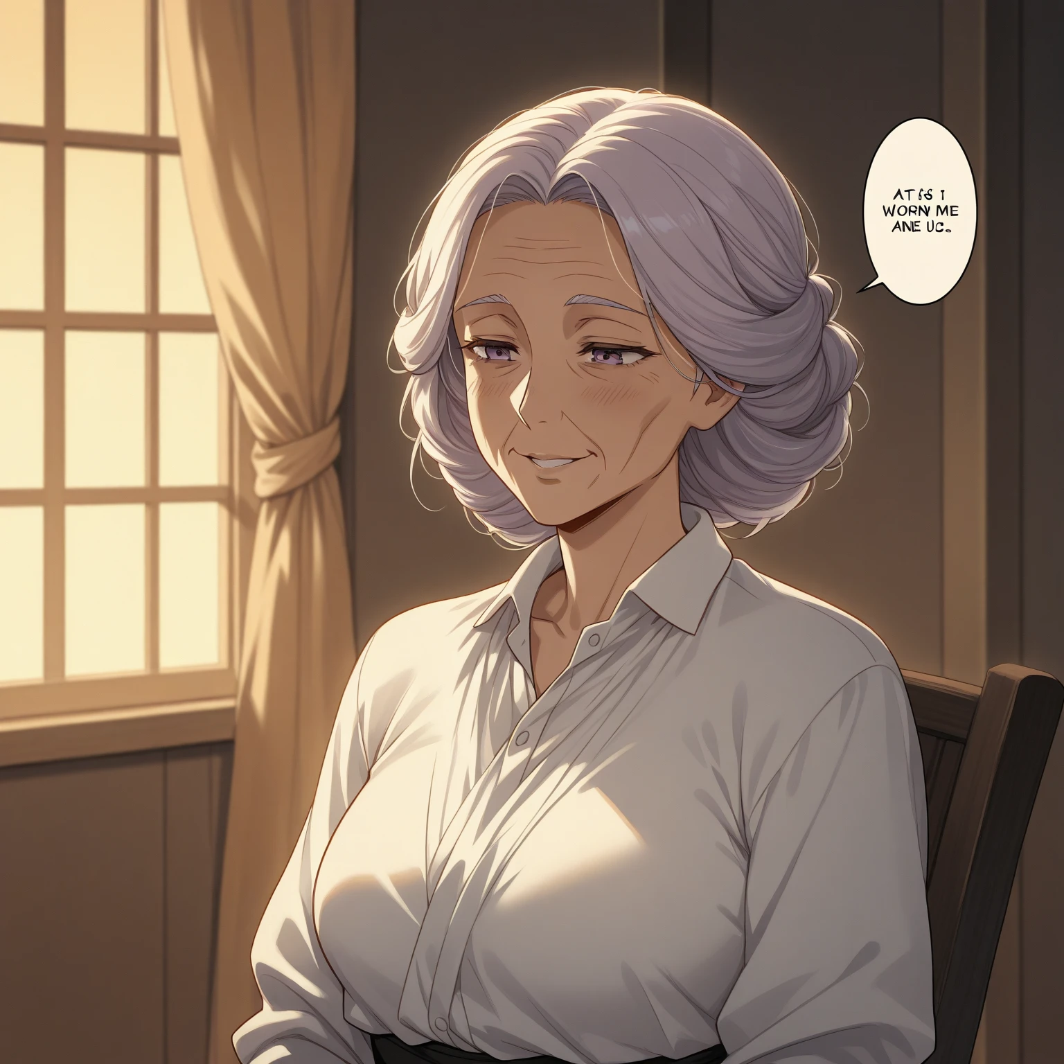 (((50 years old))), (wrinkles skin), a woman , ((Ultra-slender)), Homely attire, Upper Body