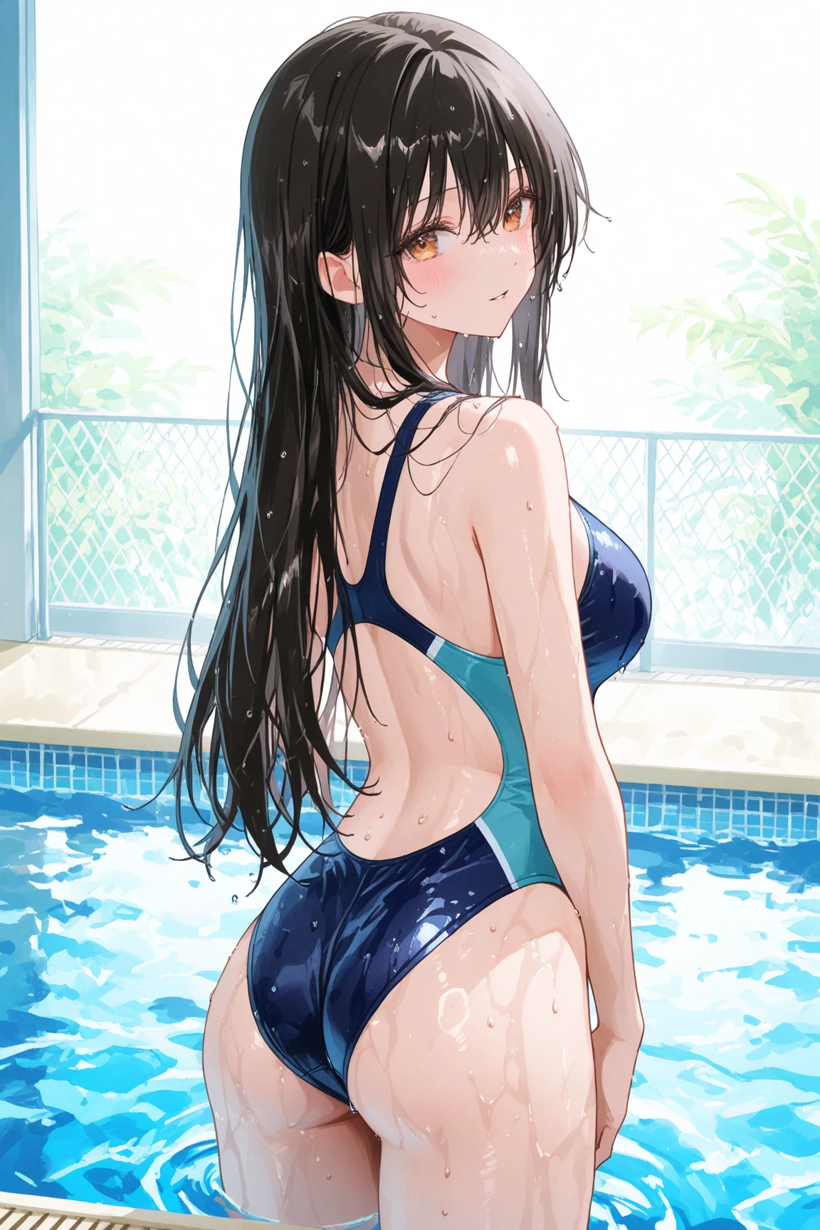 high quality、最high quality、Ultra-high resolution、Slender beauty、All pink swimsuit、Embarrassed look、Pleasant expression、Droopy eyes、crack