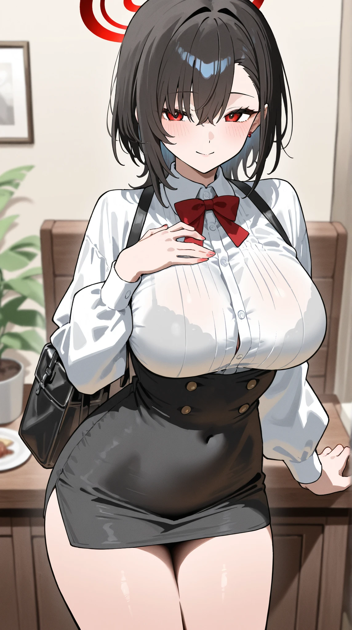 (must be follow these prompts:2.2),masterpiece,best quality,extremely detailed,(in her clothing:2.8),(black trousers on:2),(formal styled business suit:2.2),(若くて可愛いGasping:1.7),(Innocent faceをした小柄でほんの少しむっちりした新入社員がそこに一人だけいる:1.6),(normal body structures:3),(adorable expression:2.3),(卑猥なGasping:1.5),(usual face:2.2),(Gasping:1.5),(japanese pretty girl:1.7),(disposed of passed semen with her clothes to get frousy looks:1.8),(A short new employee wearing a tight black business suit:2.3),(black hair:2.1),(若い恥じらいを含んだGasping:1.5),(big breasts in her clothing:2.1),(A new employee with a very innocent look while working in the office:2.3),(Under her business suit is a young but lascivious body:1.6),(The new employee is short but has a slightly plump body.:1.7),(The new employee was convulsing with love juices flowing from the pussy she was hiding under her pants.:1.8),(The new employee's black pants, which tightly hug her plump thighs, are damp with lascivious secretions.:2.3),(The new employee's breasts, covered by her business suit, are swelling with intense lust.:1.7),(The corner of a young girl's body々A new employee whose entire body was toyed with by the lewd urges that wriggled wetly.:1.7),(Gasping:1.5),(A new employee who is always holding his crotch over his black pants:1.7),(幼い恥じらいを含んだGasping:1.5),(The new employee's suit-covered breasts and nipples are bulging with lust.:1.6),(The new employee's lewd body beneath her clothes is swelling slightly with her lascivious reaction.:1.6),(A short new employee in a business suit working in modern Tokyo:2.2),(The new employee works very diligently.:2.5),(The new employee has short, thick legs.:1.6),(Gasping:1.5),(The new employee's black business suit jacket and trousers had old semen stains on them.:1.7),(first time々New Employees:2.2),(she looks like japanese idol:2.3),(The black pants are made of a durable fabric that will never tear.:3),(Her breasts are completely hidden under a black office suit:1.8),(displayed one woman on single picture:3),(she looks like a lolita:2.0),(All of this happened to the new employee himself, not anyone else.:2.1),(A , voluptuous new employee has semen ejaculated all over her black business suit jacket and white blouse.:1.6),(Slimy semen was leaking from the crotch area of his black trousers.:1.6),(pretty rookie with tough business suit:2.2),(lady's business jacket and black trousers must be on:2.1),(in her clothing:2.5),(in her black business jacket clothing:2.1),(Make sure to depict the face:5.3),(Calm expression:4.3),(Innocent face:3),(The story focuses on just that one new employee.:3.3),(The only characters that appear are the new recruits.:4.2),(Portrait:7)