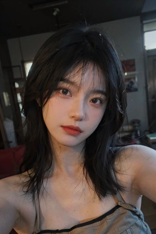 8K,best quality, masterpiece, Ultra-high resolution, (Reality:1.4), RAW photos, (Realistic skin texture:1.3), (Film Grain:1.3), (Selfie Angle),1 Girl,Beautiful and detailed eyes and face,masterpiece, best quality,close up,Upper body, 