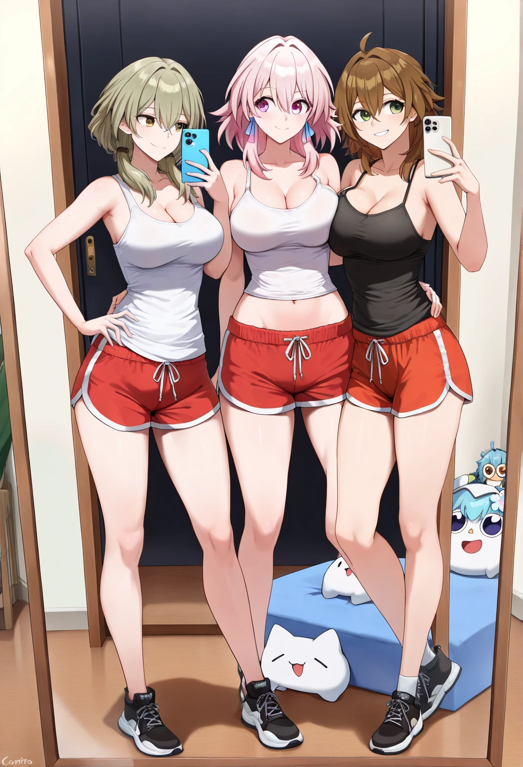 Highest quality、Beautiful Skin、Very thin、Tracksuit Shorts、Sexy Fashion、color、Tank top、Cleavage、slender