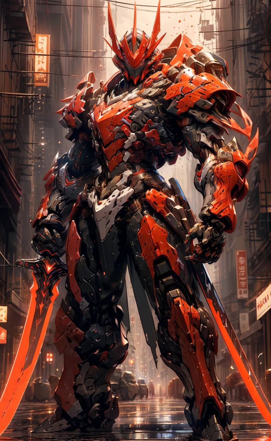 초상화, Face_through_torso, gothic_fantasy, giant_muscular, middle_aged, Tan, brown hair(asymmetrical_bangs, blunt bangs, Crew Cut), glowing_yellow_eyes, The left side of my face is covered with bandages, Wearing a mask, Crazy_face, squinting, heavy armed suit(Wearing a parka on top)
