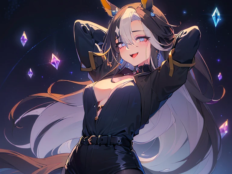 tmasterpiece,1 girl,Alone,White hair,dual horsetail,Cat ears,Be red in the face,with her mouth open,navel,Chopping, Salahi,paw pose,Put your hands on the ground、raise your hips