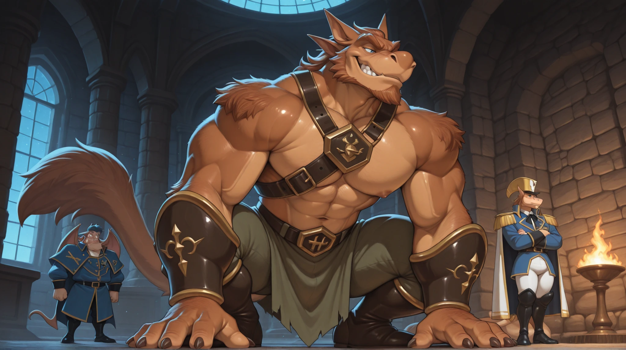 Solo Sexy young anthro scalie reptile dragon male mercenary medieval solider, tall and slim slimin hips muscular, anthro handsome gay shorter muzzle, handsome gay model male apperance, sword scars, worn out leather skimpy armament, low on hips heavy leather belt, old very worn out skimpy dirty linen material jockstrap, old yellow dirty worn out stains on white sawn jockstrap, very visible "x" brown seam pattern on the jockstrap, studded skimpy armlets breastplate armor, skimpy breastplate, leather bondages, fingerless leather gloves, blooded sword, blooded armor, blooded husk, smelly unwashed husk, dirty body look,
