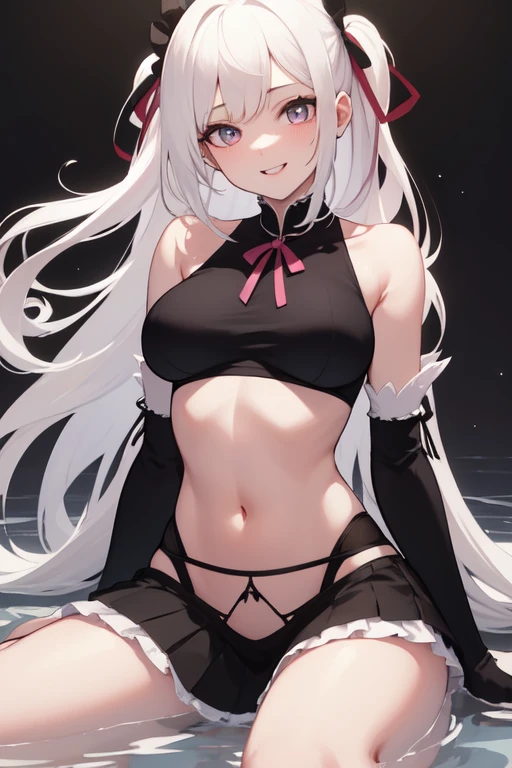 1girl huge large breasts,white color hair,Super-short top,Spread your legs,high qulity,Error-free anatomy,A high resolution,Lying down,Poor milk,Small body
