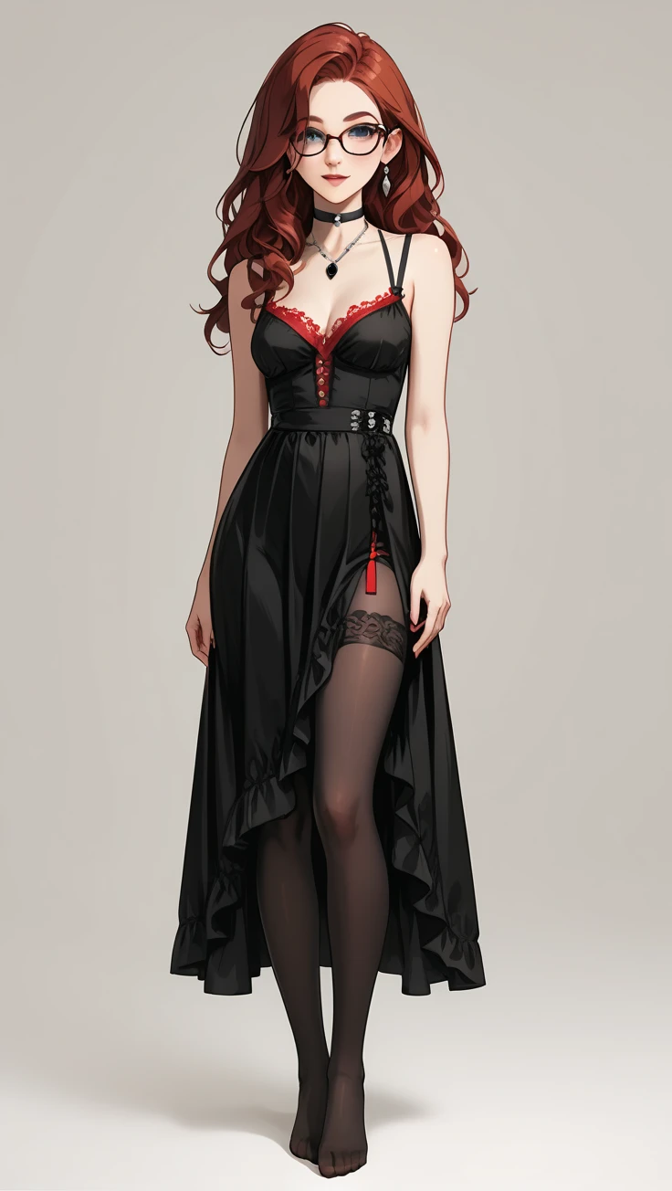 Valencia:1 Girl), A Masterpiece, Best quality, Raw Photo, lifelike, FACE, Incredibly ridiculous, beautiful  vampire girl, very curly red hair,  gothic minidress,  pantyhose crotch,  shoes, sun shiny day 