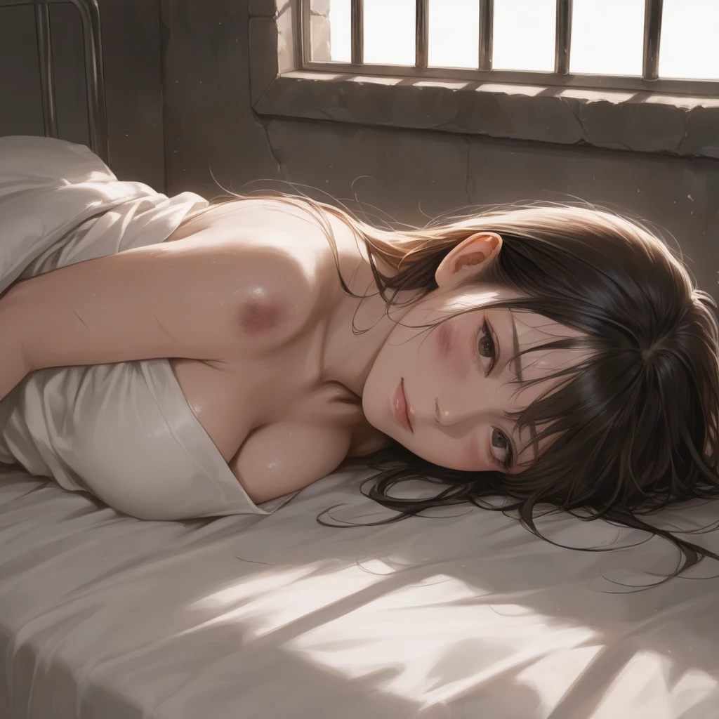 Japanese beauty naked,Cowboy belt on waist,Watch on wrist,Being drunk,can of beer,Embarrassing,Hiccups,indoor,Masturbate,Above the knee shot,Lying in bed,Ultra high definition,16K