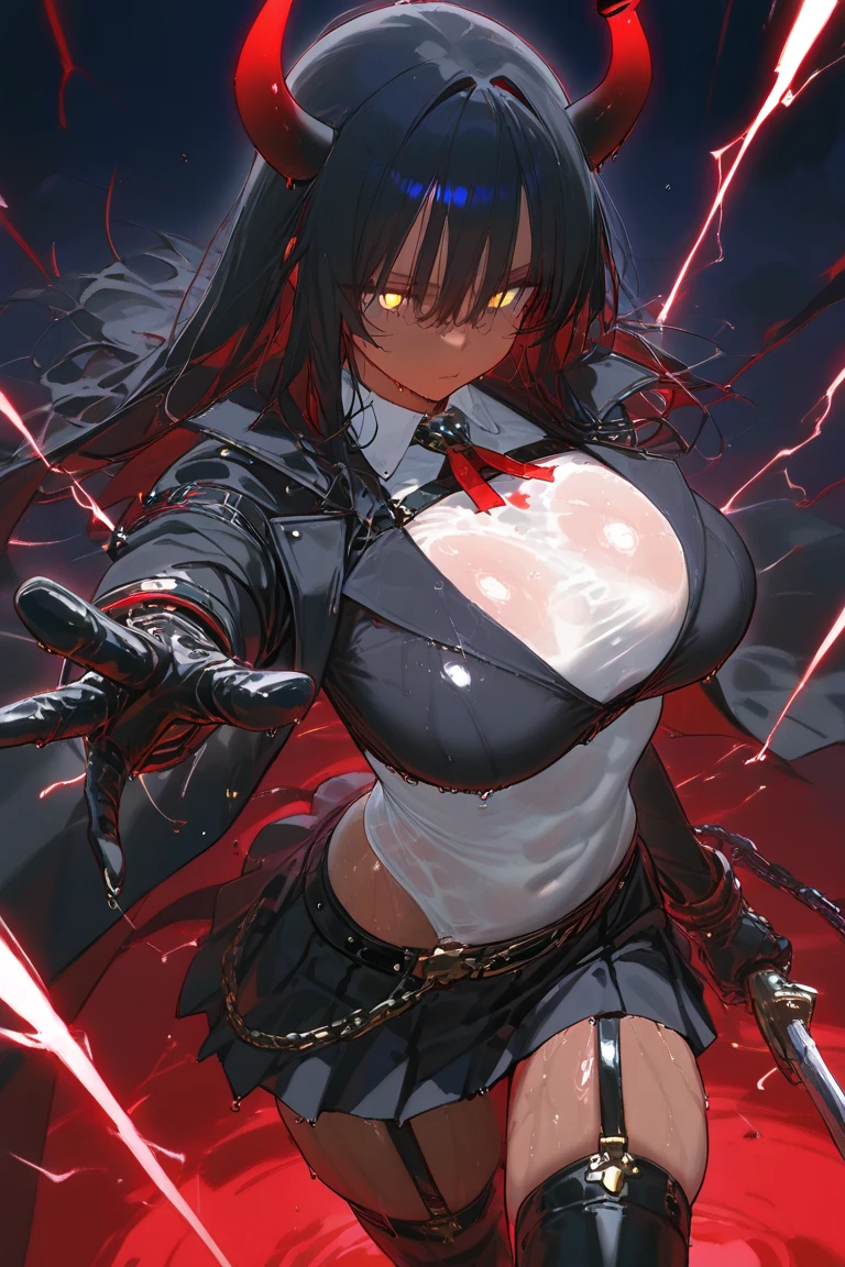 <lora:more_details>,masterpiece,best quality,extreme detail,8k,detailed skin,beautiful eyes,
<lora:akeno-dxd-13>,akeno himejima,school uniform,lace thong,bouncing breasts,heavy_breathing,sweat,Cinematic Lighting,dynamic_angle,black feather wings,fighting_stance,evil smile,lace bra,