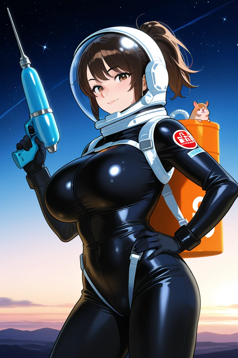Sexy woman (age 25, sexy starfleet explorer mini dress, bubble dome helmet) she is exploring an alien world when mushroom women come out and inspect her
