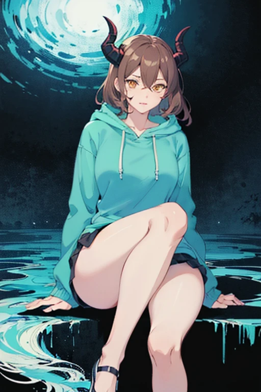 ((Work of art)) ((best quality)) ((high resolution)) ((incredibly well detailed)) (((extremely complex))) Beautiful girl, cute smile, violet hair, hair ornaments, sitting on a cute shiny slime monster, long hair, grey hoodie, thick legs, transparent short pantyhose, mini skirt, pink lips, sparkling green to blue eyes, hyper detailed scenery, (masterpiece), best quality, incredibly beautiful, moonlight, dynamic light, clouds, intense shadows, ultra starry sky, amazing shooting star,
