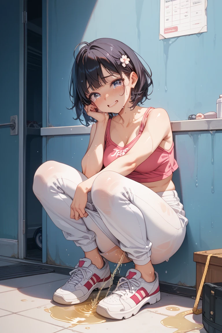 score_9, score_8_up, score_7_up, source_anime, best quality, masterpiece, official art, absurdres, highres, ultra-detailed,waifu2x,Collection: Serious Beauty,break,1girl, tomboy, very short hair, pixie cut, breasts,  beautiful detailed eyes, open mouth, (yawn:0.3), sleepily, , shorts, sweat, outdoors, rural, wind, break,(clear line illustration:1.2), super detailed skin,very high resolution, very aesthetic, Best sexual lighting powered by famous artist, 8k, beauty illustration,photoshop_(medium),,(Detailed Lighting),best anime 8k konachan wallpaper, pixiv contest winner, 