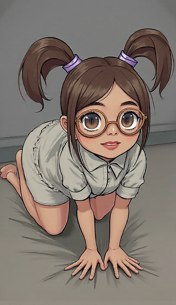 (best quality:1.4),(shiny skin), body focus, (cute face), (((best quality))), illustration, ((Beautiful Finger)), , Beautiful body, Beautiful character design, ,perfect lighting, Colorful, Bright_Front_face_Lighting, ultra high res, highres, absurdres:1.2, bokeh:1.2, lens flare, (vibrant_color:1.2), (Beautiful,small breasts:1.6), (thick thighs:1.1), THICK, priya mangal, curly brown hair, glasses with round frames, dark eyebrows, brown eyes, stocks, sexual slavery, upset expression, crying, sad girl, nude girl, bound, restrained, outdoors, public humiliation, grimacing, chain leash, choker, bondage, ((nude)), pussy, labia, metal collar
