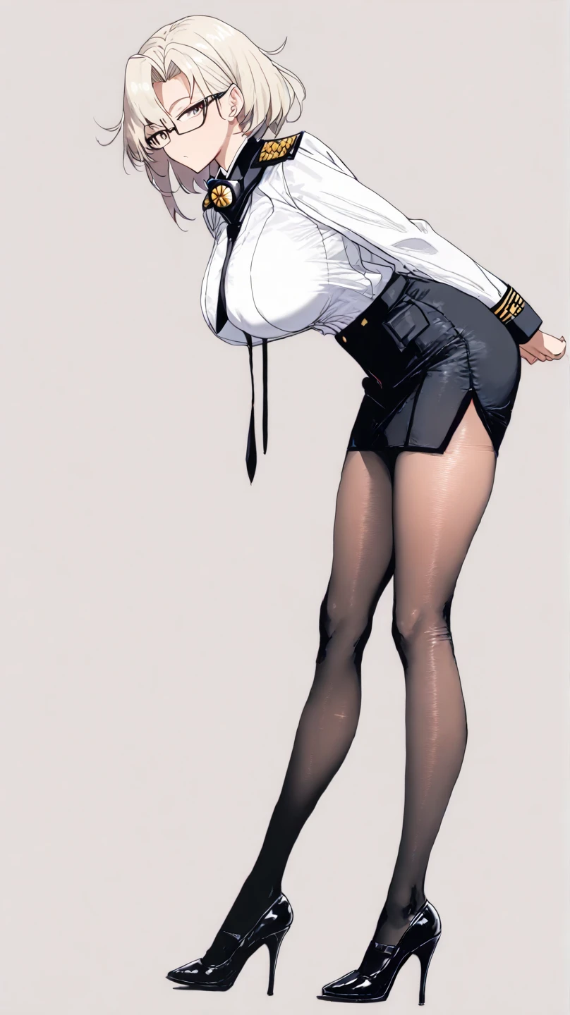 Focus: Mature Female Appearance: Body: Hourglass figure, thin waist, big perfect round breasts (avoid sexually suggestive phrasing) Attire: Business outfit (formal jacket, necktie or tie, white shirt, high-waisted skirt, heels) Style: Photorealistic, hyperrealistic (1.0) Quality: Masterpiece, best quality Details: Face: Extremely detailed, perfect lighting, detailed eye makeup, nice features (eyes, hands) Eyes: Nice, detailed, realistic pupils and iris (1.0) - Heavy eye makeup Hands: Nice, perfect Setting: Background: Restaurant