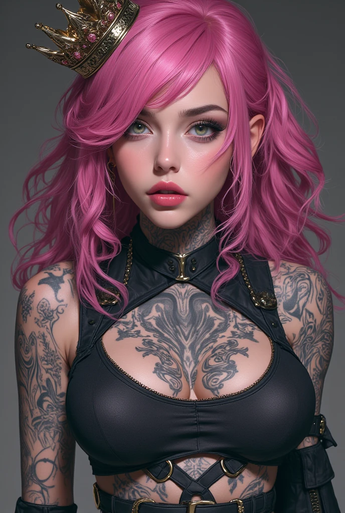 1girk, ultra detailed digital art ,makeup, goth, dress, tattoos, hairstyle , realistic eyes, 3d model, doll, lips, makeup, dramatic, splash of pink paint on body, ([person|Olivia Munn|Alessandra Ambrosio]:0.8), trending on artstation, sharp focus, perfect composition, concept art, 8k, studio photo, ethereal colors background, volumetric lighting, light studio, vibrant, big breasts,, 1girk, ultra detailed digital art ,makeup, goth, dress, tattoos, hairstyle , realistic eyes, 3d model, doll, lips, makeup, dramatic,, best quality, high quality, good
