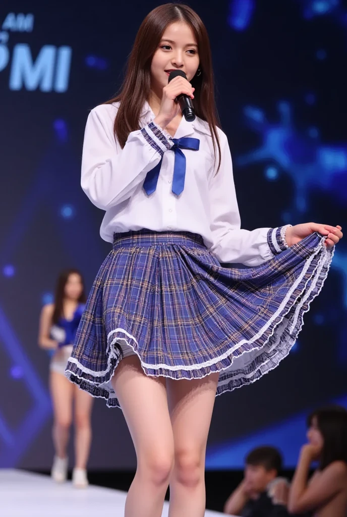 (8k、RAW Photos、highest quality、masterpiece:1.2)、(Realistic、Realistic)、 (from below:1.5),1 girl、white skin、ponytail、Beautiful bangs、((Smooth, shiny, super long, natural blonde)),Silky Hair、Looking straight at the camera、Japanese Sailor Suit、micro skirt,Small Face Beauty、thigh-high socks
thighhighs,(See-through)、small Breasts、slim body、standing,open legs:1.5,show me panty, spread legs,raising hands above head)),smile,detailed face,detailed skin,detailed body, detailed,correct finger,sea side