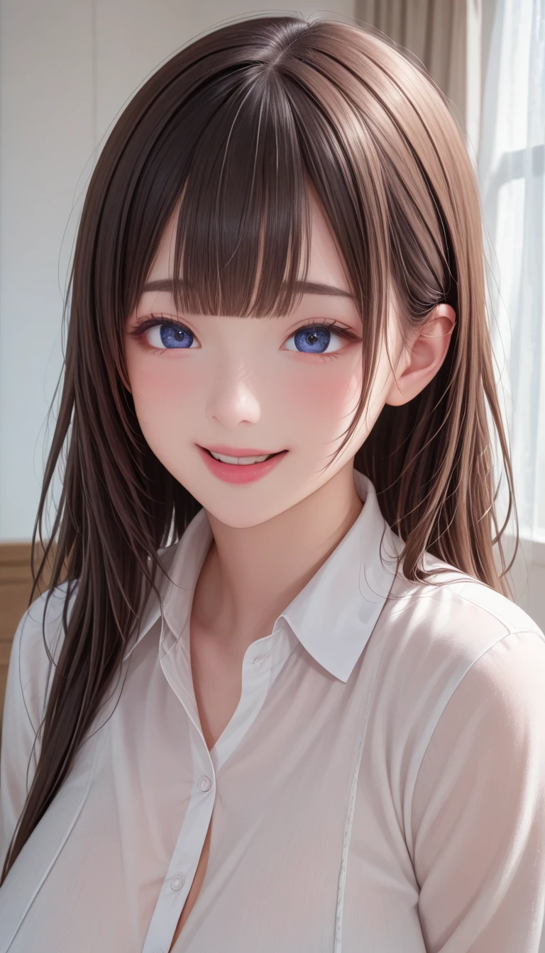 masterpiece, 4k, high quality, highly detailed, detailed face, HDR, vivid colors, natural lighting, at school, (kissing), medium breasts, long hair, open hair, (happy face), shy, from above