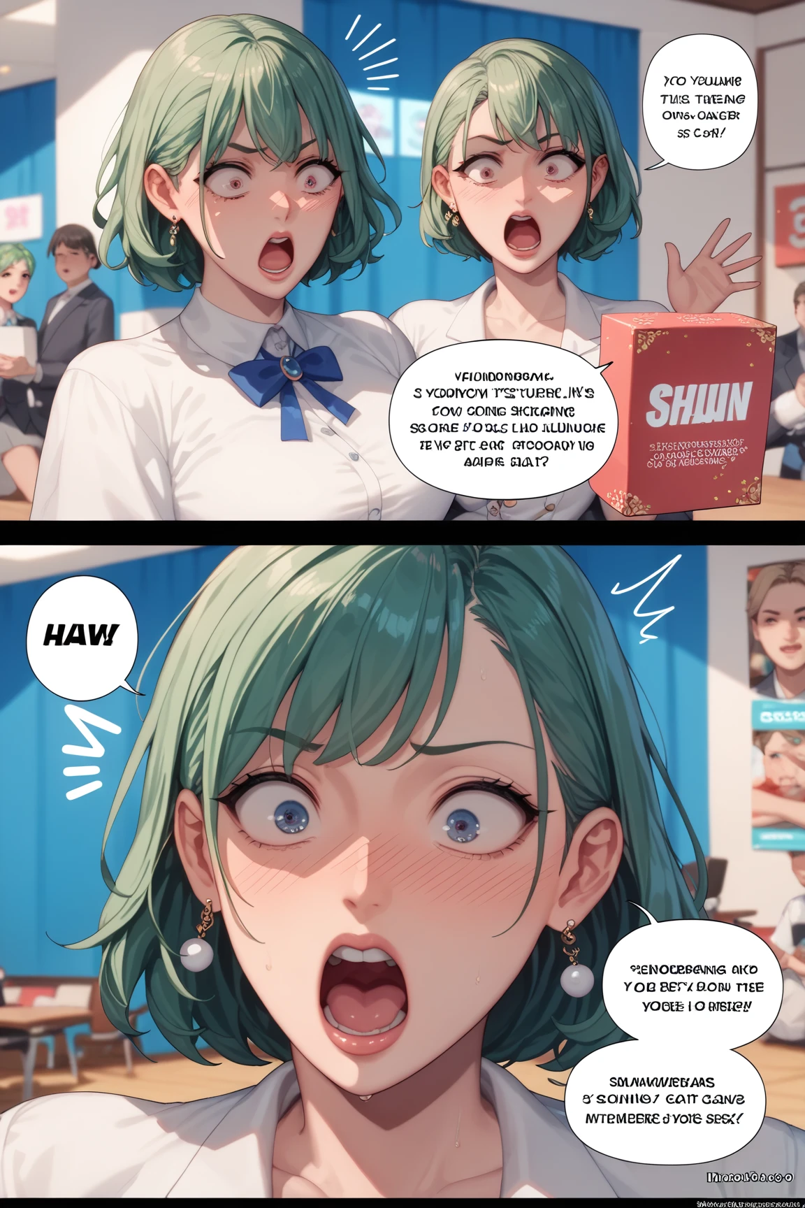 masterpiece, best quality,ultra detail, <lora:anmnr01:0.3>  <lora:add_detail:0.5>,<lora:GoodHands-vanilla:0.8>, <lora:Icy Cold Comics:1.2>,(comic_panel_layout) , yuubari_kantaicollection <lora:yuubari_kantaicollection:0.7>,in workshop,speech bubble,uniform