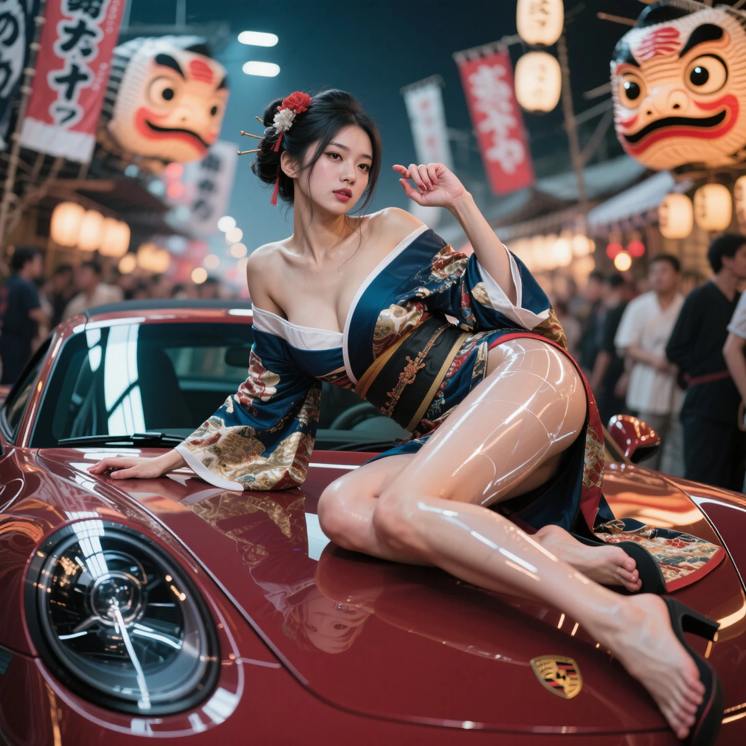 Stinky gutter, many, many men, people coming and going, crowds, best quality, full body portrait (1:1), delicate face, 18 year old girl, slim body, skinny, smaller bust, white transparent bikini, looming, panties to crotch, barefoot, garbage, sweat, dirty