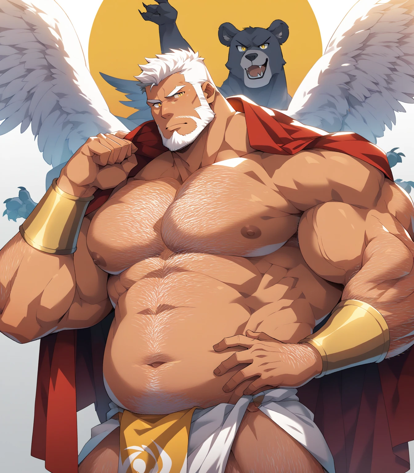 (((2 characters - young adult demi-god male with blond hair and huge bouncing manly pecs is wearing //very erotic white clothes// and being enslaved and attacked and having sex with huge evil monstrous gods))),  (((bouncing sagging male breasts))), NSFW, monster hentai, (((size difference))), dungeon, ((non-con)), ((red spanked butt)), ((huge evil monstrous god spanking young adult demi-gods  male)), ((young adult demi-god males is worshipping monstrous huge evil god’s enormous veiny cock)), (((huge evil monstrous greek god teasing the young adult demi-god males and asking him “do you like our huge cocks deep inside?”))), ((young adult demi-god male is ashamed of enjoying sex with the monstrous evil god because others looks at him disapprovingly)), well drawn penis, ((NPCs watching)), (((young adult demi-god having the huge monstrous evil greek god’s huge veiny cock inserted inside him))),