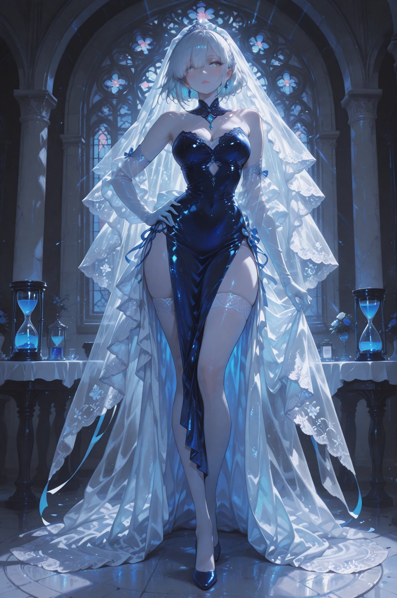 Lori huge breasts cleavage,silber hair,long whitr hair,Bigchest,wedding gown