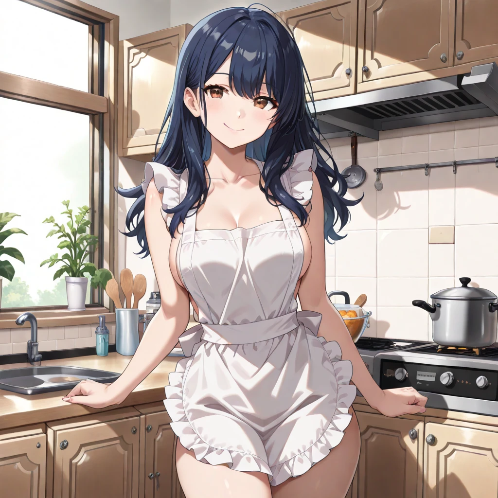 ((Best Quality, 8k, Masterpiece: 1.3)),cute ,loli ,child ,huge breasts ,naked apron,thighs