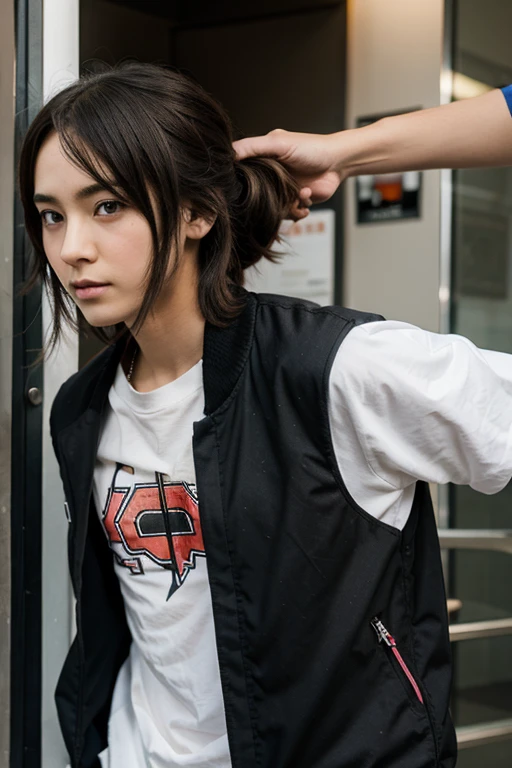 (Original Photography, best quality), (Reality:1.3), (Photo quality:1.2), (Ultra-high resolution:1.0), 8k, RAW photos,Mature movie actress, Filming,Female astronaut in locker room,tight space suit,dramatic picture