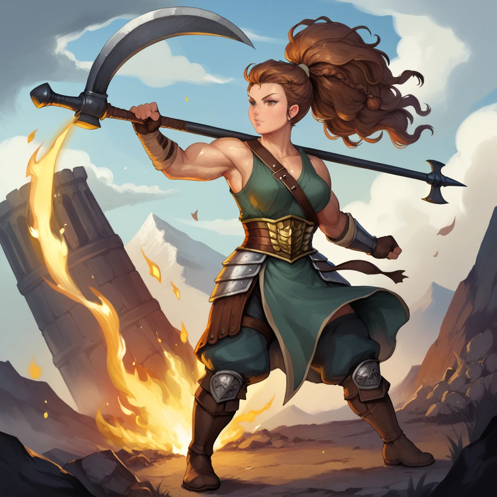 (1woman),woman walking on way,redhead,huge hair ,ponytail hair,green eyes,fine face,muscular,strong arms,strong lags,(vambrace),(vambrace),(metal vambrases),(((Gauntlet))),t-shirt,white t-shirt,big boots,lighting powers,energy around her,lightning grouing from her,glasses,tactical clothes