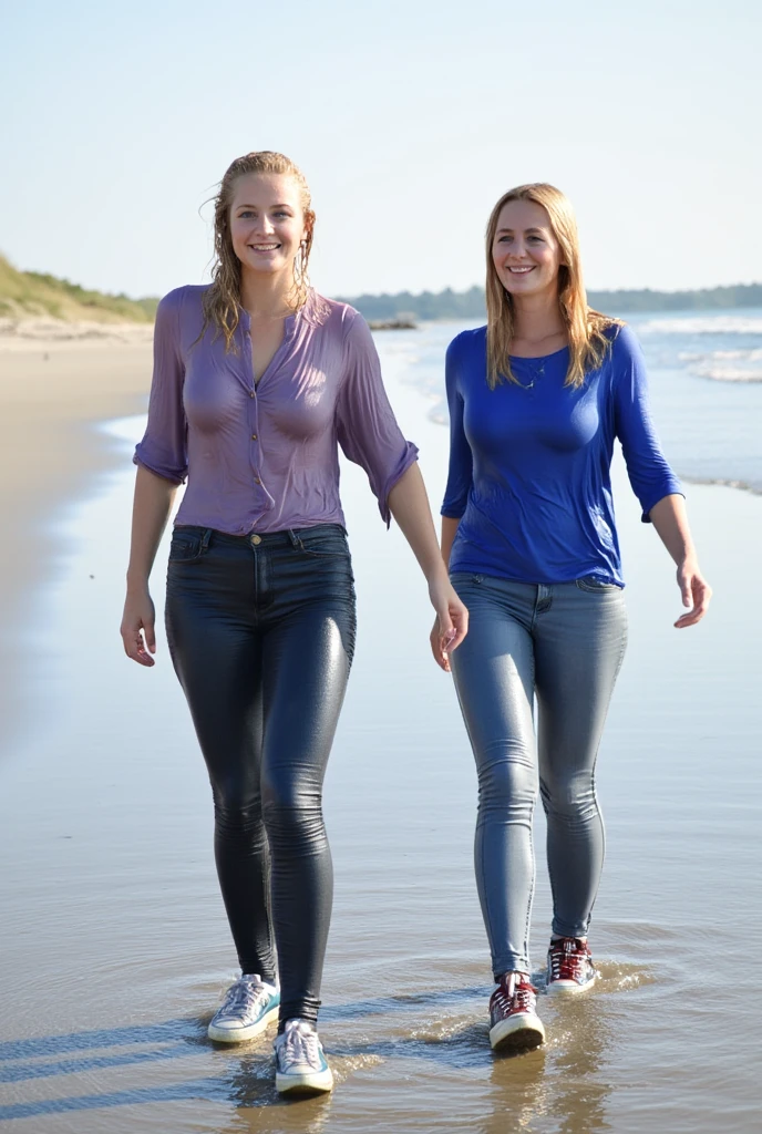 2heads, two headed girl, mom and daughter, (1head:1.5 child), (1head:1.5 young adult) (one torso:1.5), pale skin, Scottish redhead, ager, white girls, different ages, (two heads on one body:1.4), (first head uncomfortable:1.5), (second head unhappy:1.5) conjoined twins, heads side by side, one torso, young, uncomfortable, barefoot