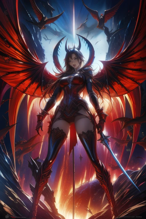 (masterpiece, best quality:1.2), standing split, standing on one leg, (Majestic, Terrifying, female Lava Demon), (Volcanic, Infernal, Creature), (Dark, Scarlet, Skin), (High resolution, 8K Wallpaper), Textured, Sculpted Muscles, Vibrant, Glowing Eyes, Sultry, Smoky Breath, Fire, Magma, (Two horns, Tail coils), (Sensitive, Lava Skin), Showcasing, Detailed Facial Features, Charred, Craggy Complexion, (Dynamic, Dramatic Lighting), Smoldering, Epic, Lava, Volcano, Molten, (full body armor:1.2)