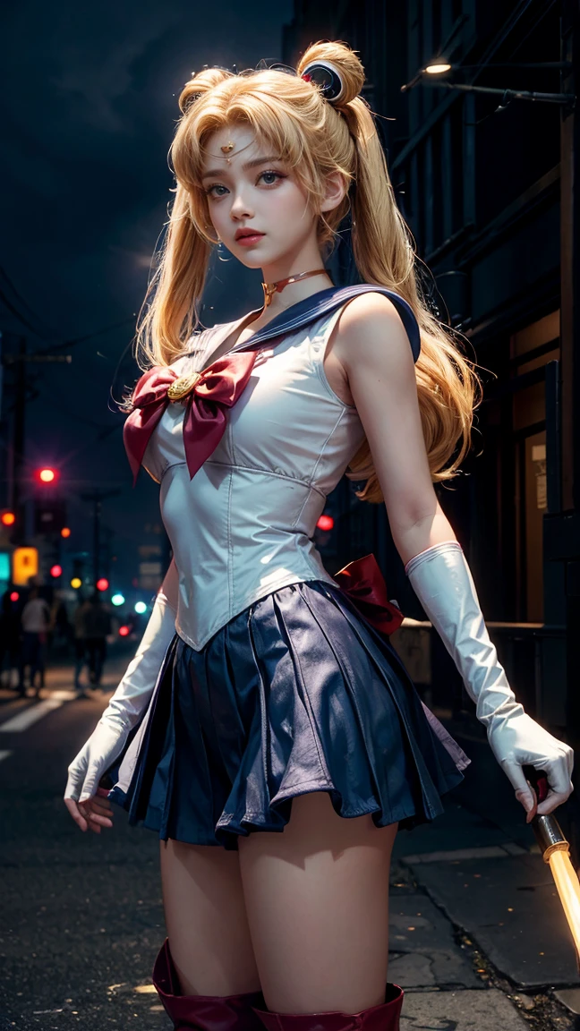 masterpiece, best quality, 1girl,tsukino usagi, rubber gloves, blonde hair, hair bun