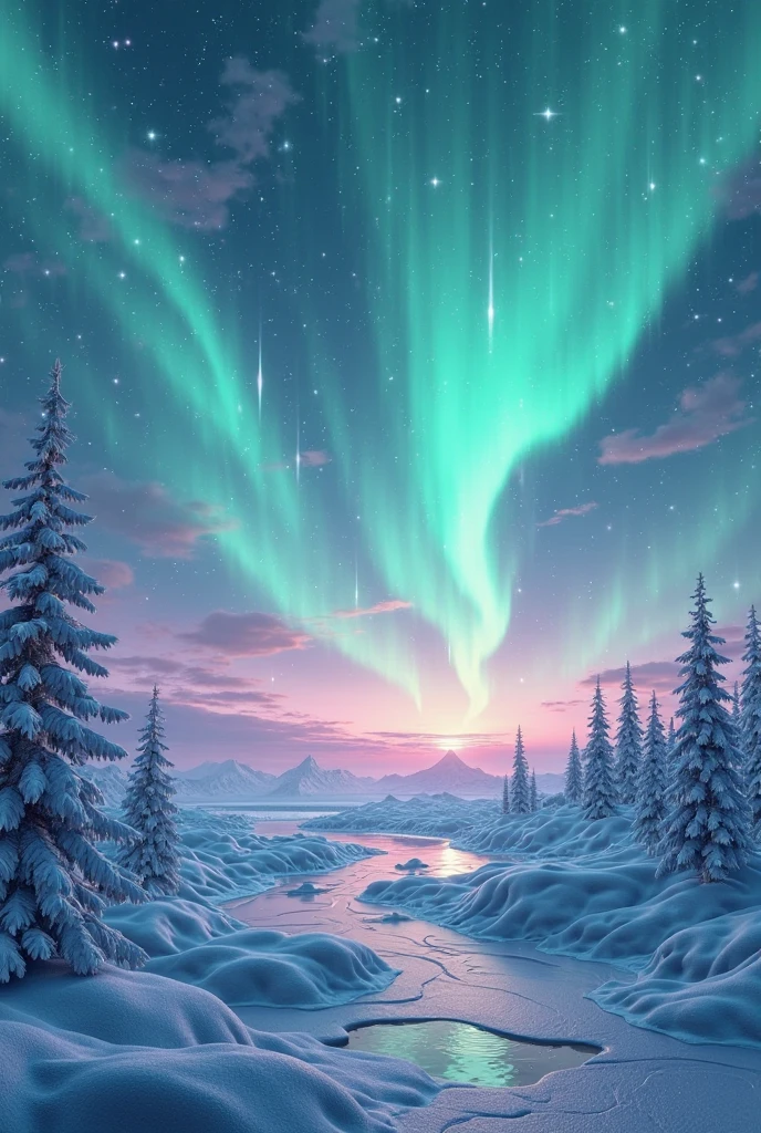 3D rendered abstract background, aurora borealis