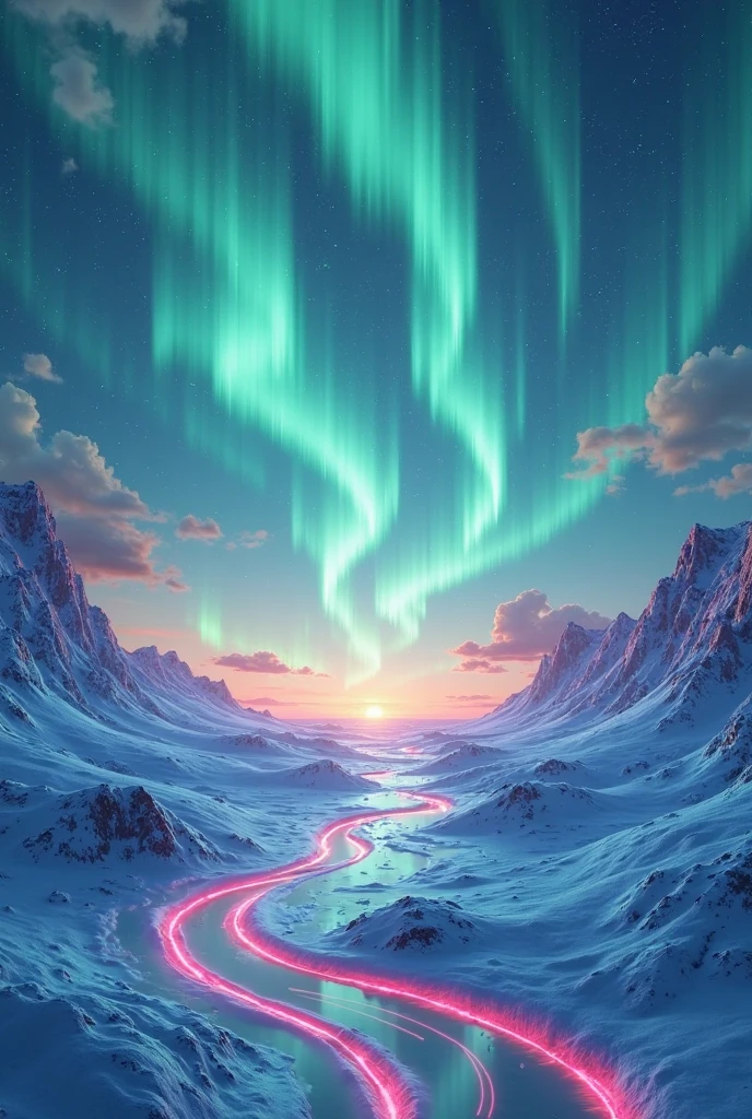 3D rendered abstract background, aurora borealis