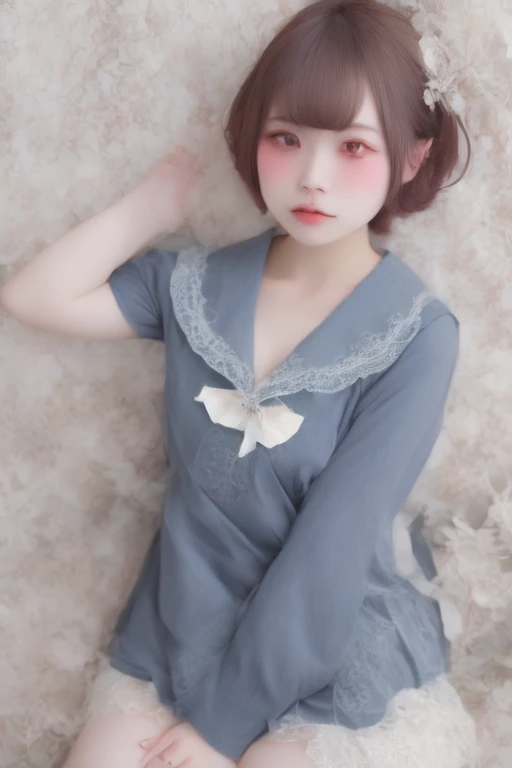 ulzzang-6500-v1.1, (RAW photos :1.2), (photot-REALISTIC,:1.4), Beautiful Meticulous Girl, highly detailed eyes and face, beauty training, absurderes, 令人难以置信的absurderes, The file size is huge, super detailed, high resolution, Very Detailed, Highest Quality, masterpeace、, beast ear, ((Japanese girl's high school uniform)), Illustration , Very Detailed, UHQ, unified, 8k wallpaper, shinning, fine details, masterpeace、, Highest Quality, Very DetailedなUHQユニフォーム8k wallpaper, Glow on the face、 Lights、、((does not wear panties))、(( dynamic pose )))、()、(halfway)、(pantyhose、、、、)、(sit cross-legged and bent your knees))、1 girl with short hair、简单的1 girl with short hair、long neck、stick out your ears、By bangs、bigger eyes、eyeslashes、a Pretty 、extremely cute