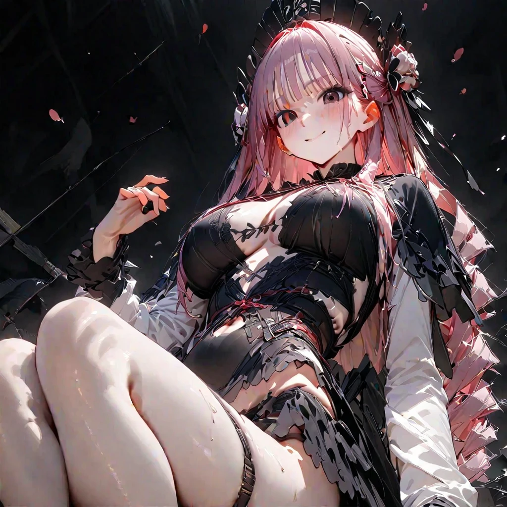 solo、1girl、doll-joints、full-body portraits、White Gothic costume、sleeveless、sitting down、White-colored skin