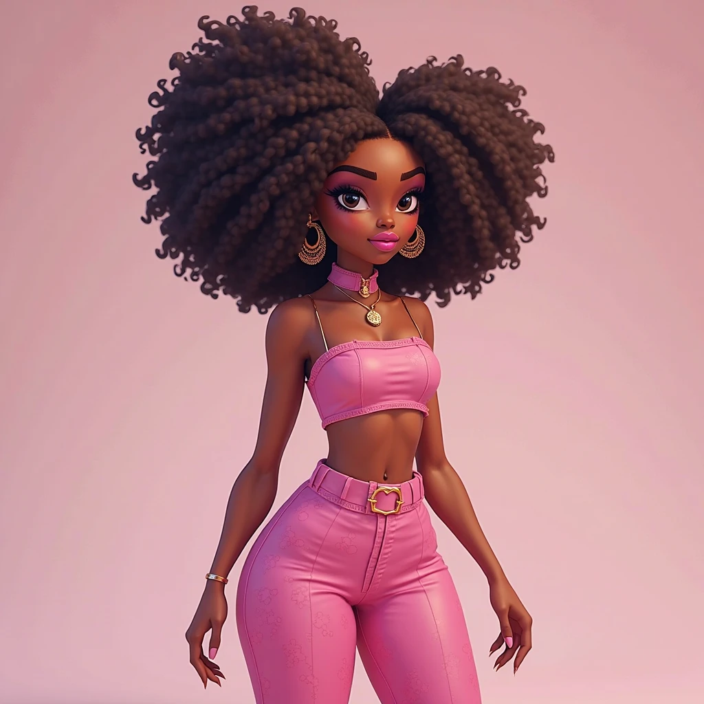 A sexy black woman in beautiful jeans and white crop top posing gracefully for a photo, beauty in jeans, curly hair, Waist slender, Sexy black girl, mulher de corpo inteiro, wearing jeans, beautiful seductive black woman, slender figure, cartoon vector style, corpo pin-up, Broad Hips