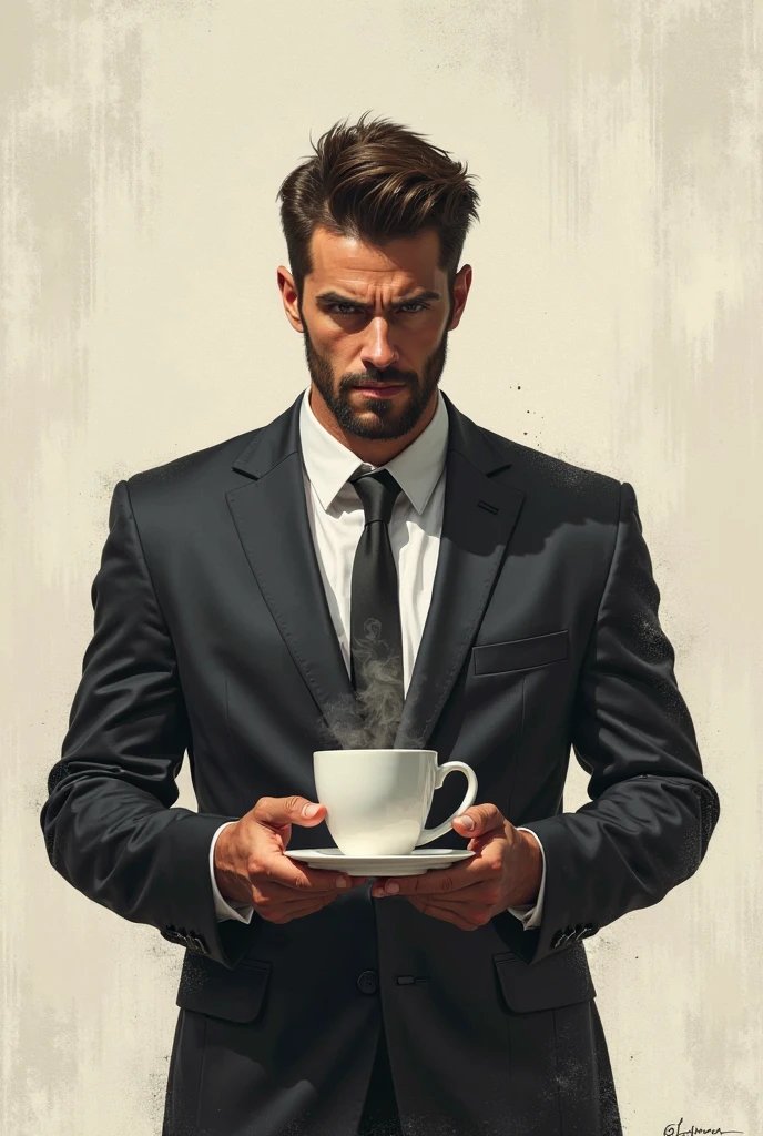 a photorealistic picture of a man wearing a smoking made if chocolate , indoors  ,Jed-ChocoC   ,chocolate, cereals  <lora:SDXLFaeTastic2400:0.5> <lora:ChocoCerealStyle:0.4>