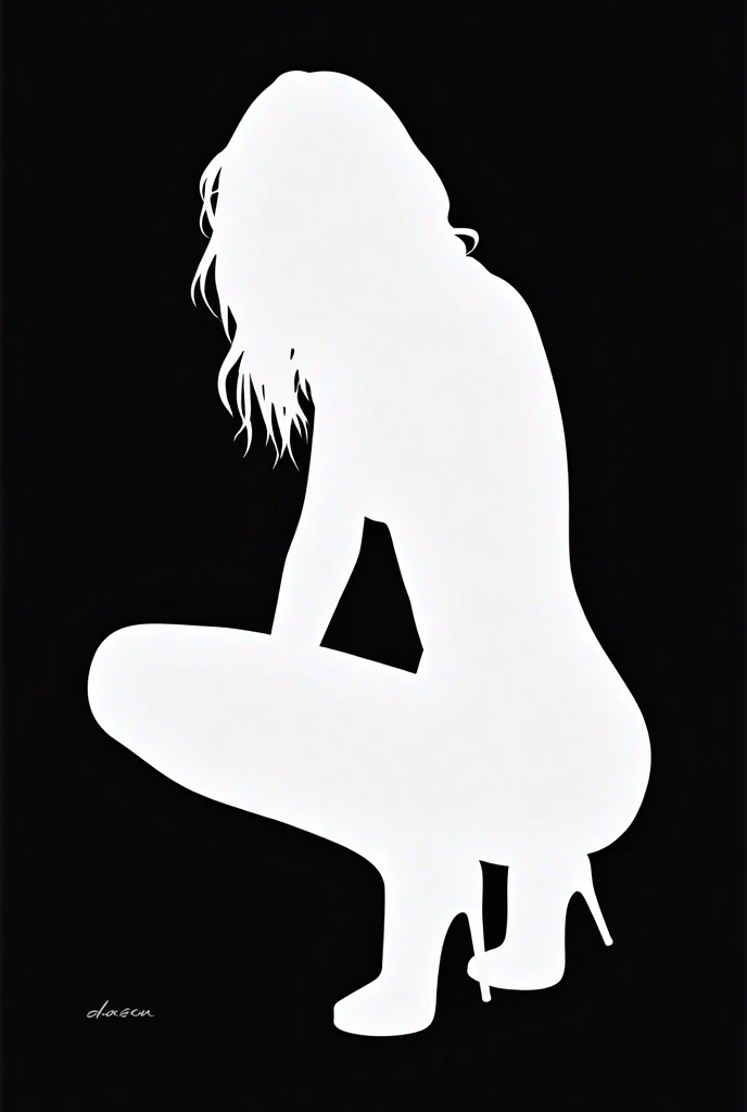 (Realisitc:1.5) (view from front) EdobShadow a woman in the dark, Sitting on the floor with legs bent and hands resting on ankles, (black background:1.3) <lora:EdobShadow_v1.0:1>