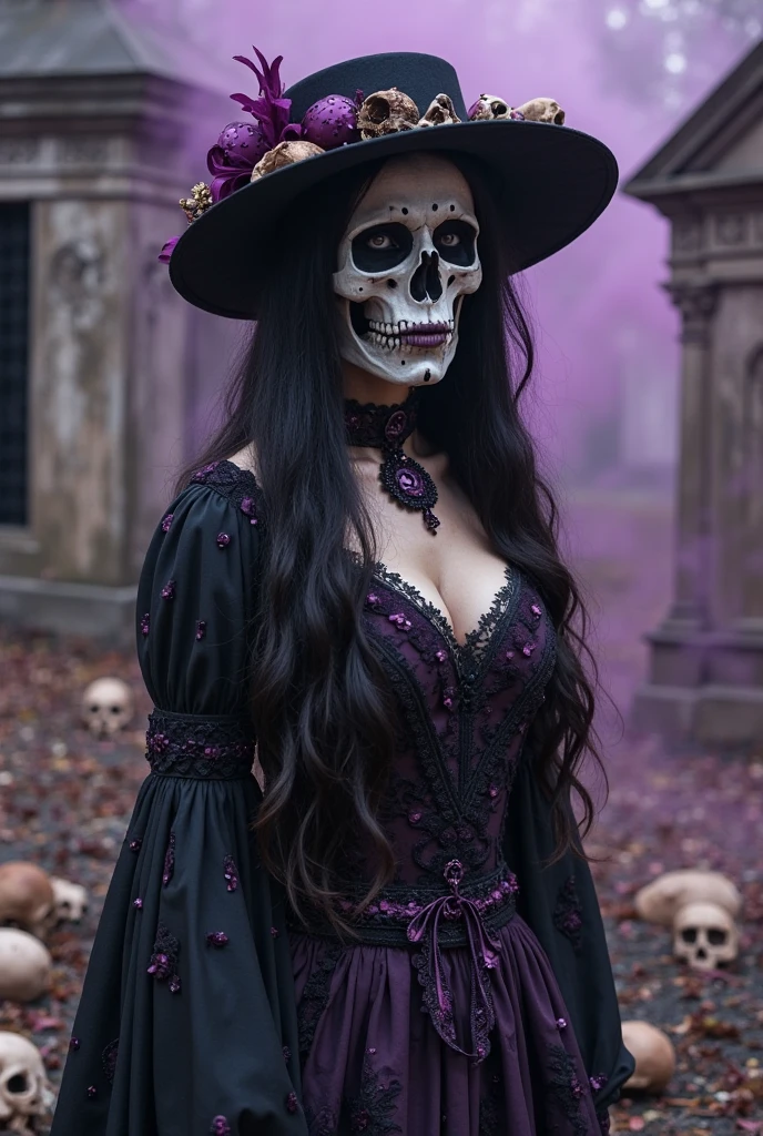 arafed woman with a skeleton make up and a black bodysuit, skeleton girl, in style of tim burton, beautiful sally Skellington, alluring and terrifying, in style of anne stokes, beautiful necromancer girl, scary look, corpse bride style, jack skellington, gothic maiden, gothic girl, gothic horror vibes, gothic art style, gothic makeup, gothic clothing