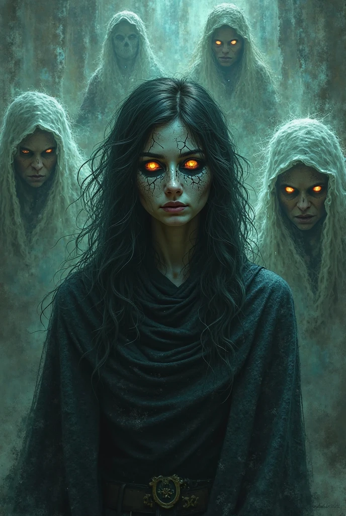 Portrait of the Grim Reaper with white eyes, high chaos, dark atmosphere, intricate details, by Johan Grenier style, Alyssa Monks style