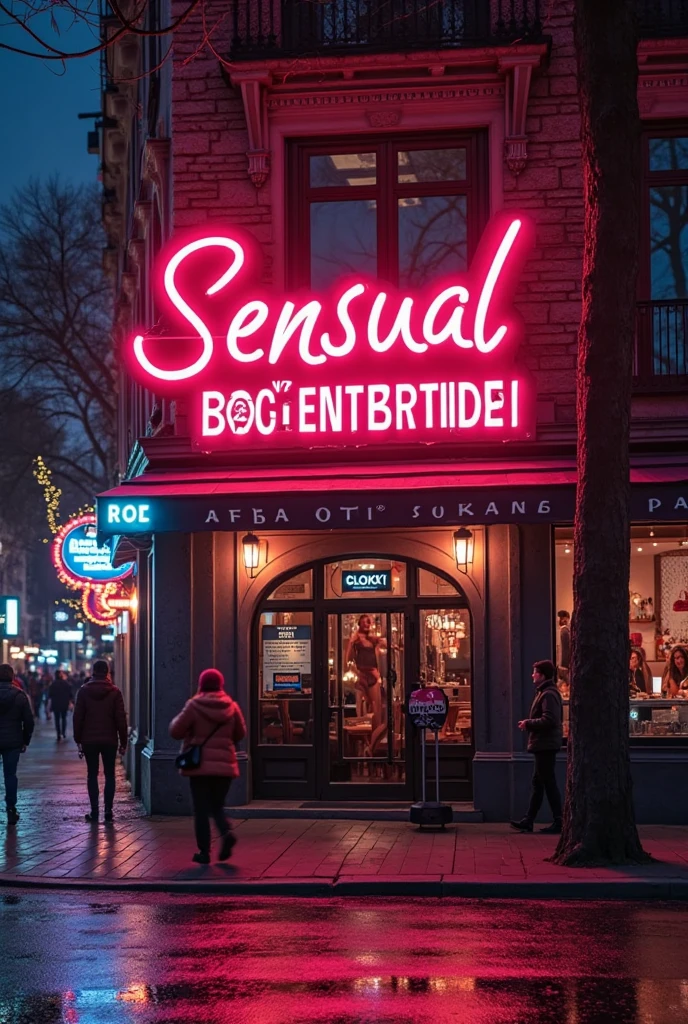 illuminated banner written :Custom made sexIA Photos