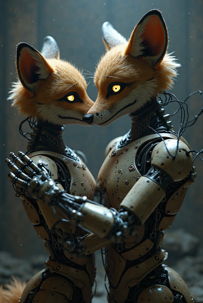 this illustration of male person, anthro junior fox is wearing green shiny rubber bodysuit, and green shiny rubber full-face head, shiny, white background, in furry art style, sleek, yellow eyes