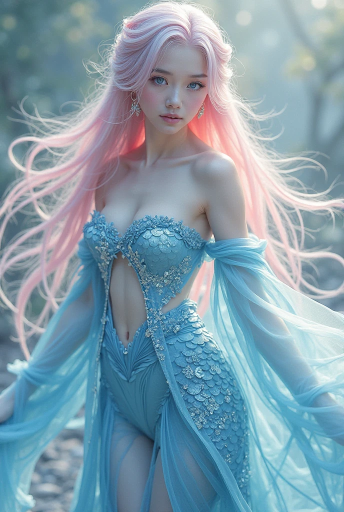 1 royal princess, solo focus, (pink wavy hair, fashion hair), (light green eyes), medium breasts, cleavage, fit body, (detailed royal dress, majestic silver dress), regal poses, masterpiece, ultra HD, raw photos, detailed skin textures, detailed face, detailed hair, detailed crown, perfect hands, cowboy shot