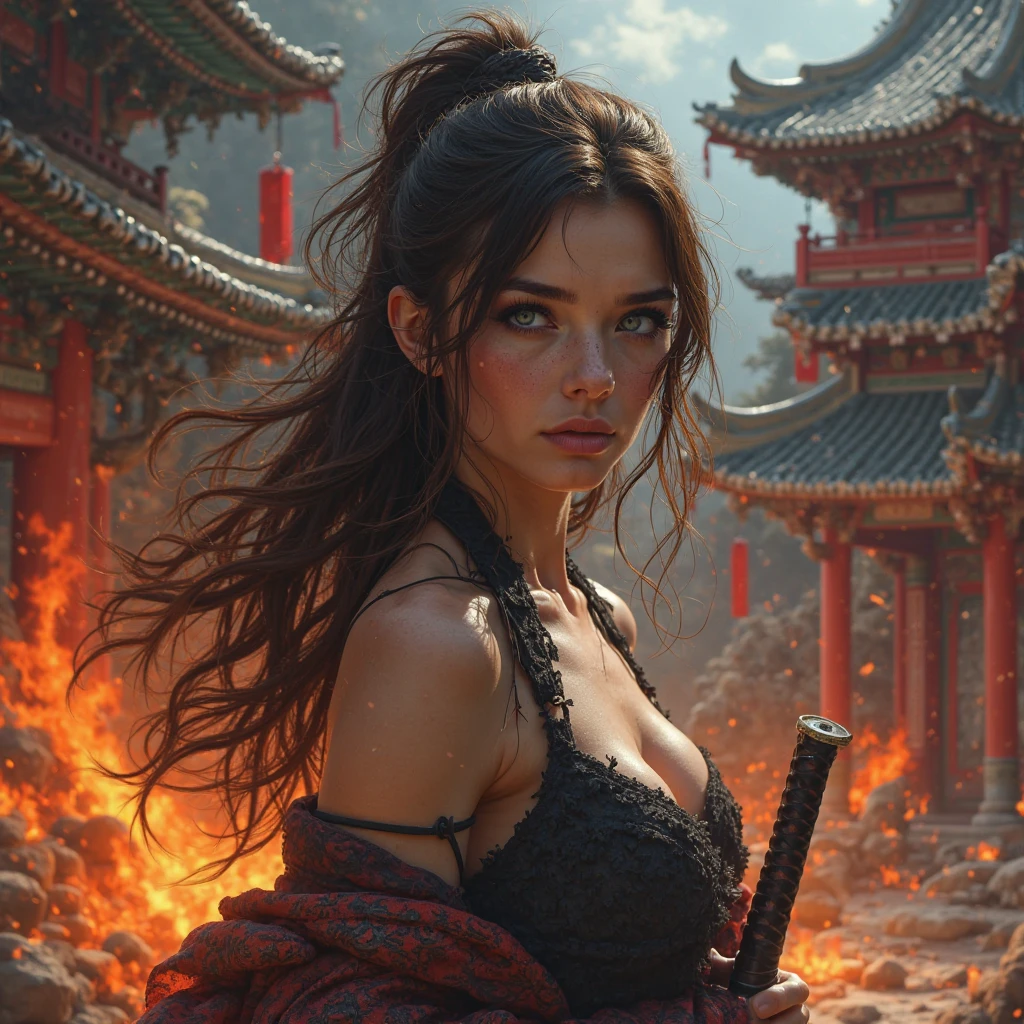 uhd, high details, best quality, goddess, gun