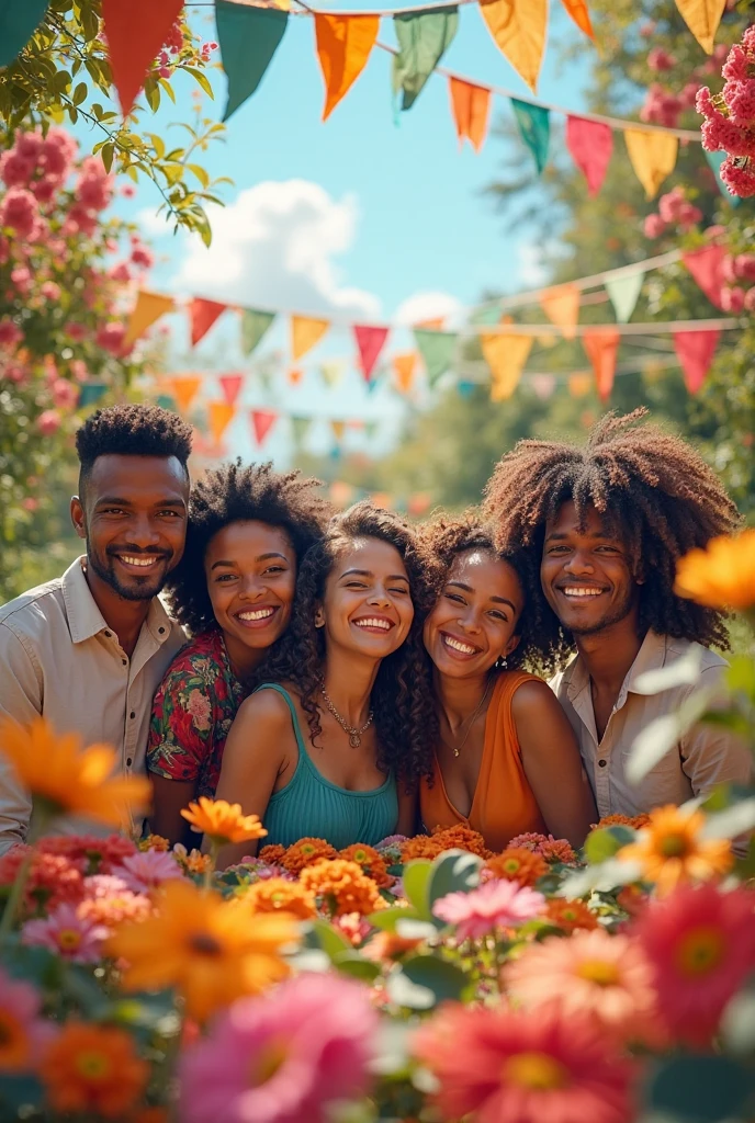 A group of people from different nationalities communicating with each other in a horizontal position 