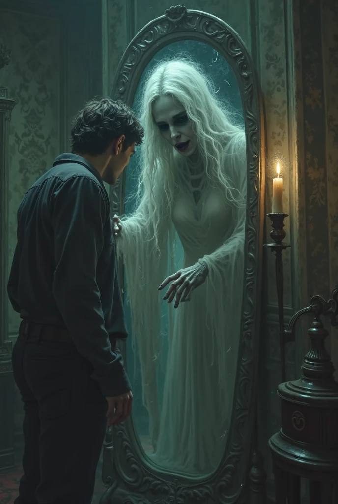 Lord Eleanor recounting his story, his ghostly form flickering with emotion.