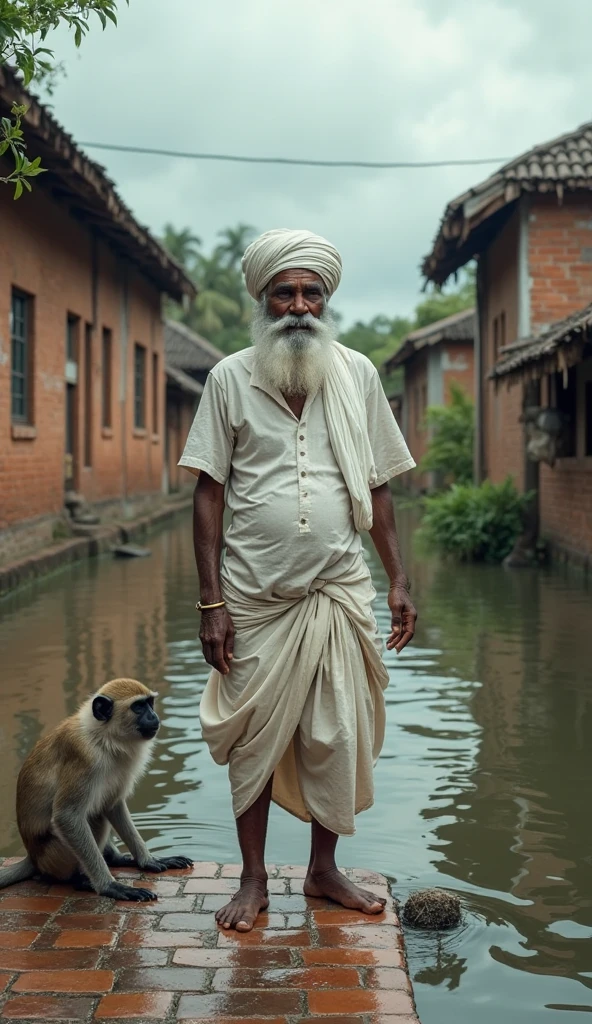 Vasudev ji, who is 60 years old, laid Krishna ji in a small bundle and Vasudev ji kept the bundle on his head while crossing the river in heavy rain.
 And 1 snack who has 5 faces and there colour is black is protecting upside of the bundle of Krishna ji from rain 
