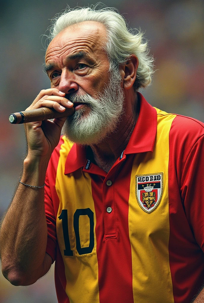Create a drawing of Karl Marx with a beer mug and a red football uniform
