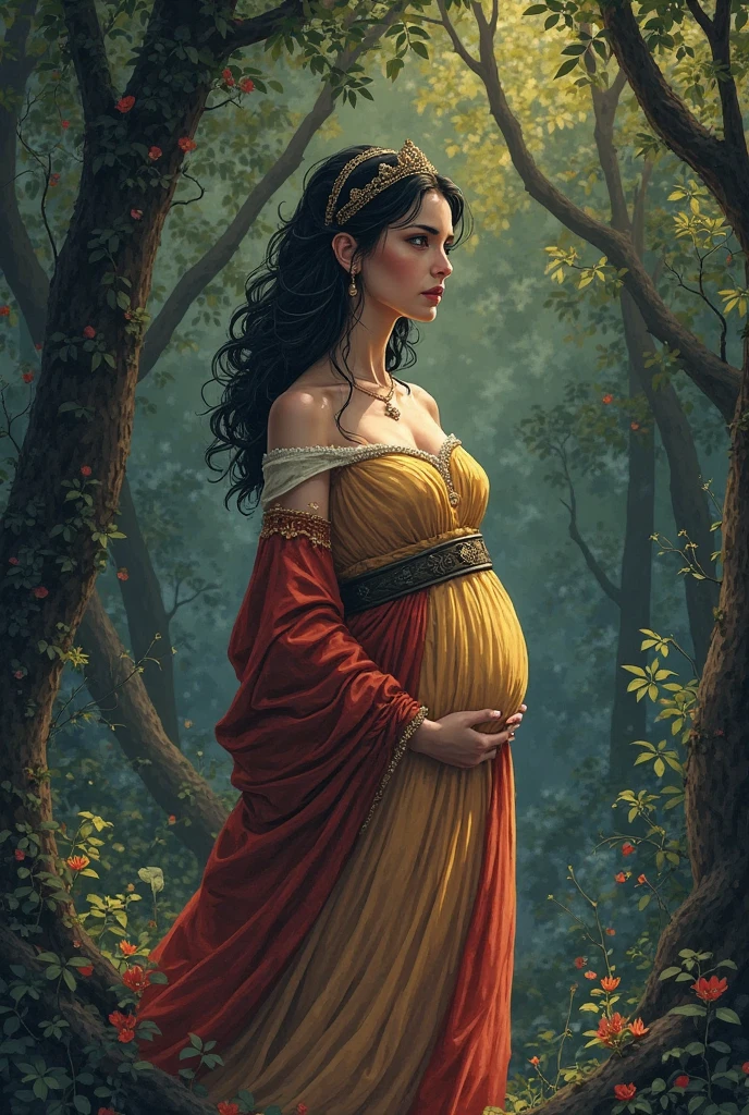 The pregnant poppy character from blood and ash hugging the castle of blood and ash